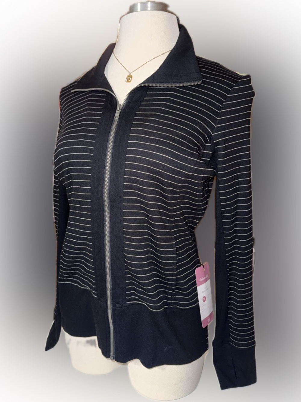 CAbi Chelsea Chic Fall 2017 Chalk Stripe Sprint Jacket in Black and White - Picture 3 of 12